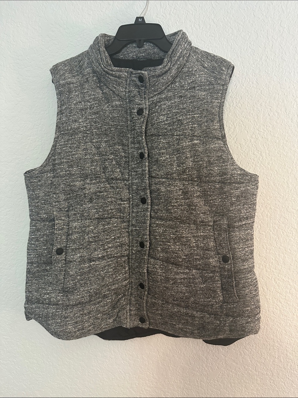 Skies Are Blue Gray Quilted Sleeveless Puffer Vest
